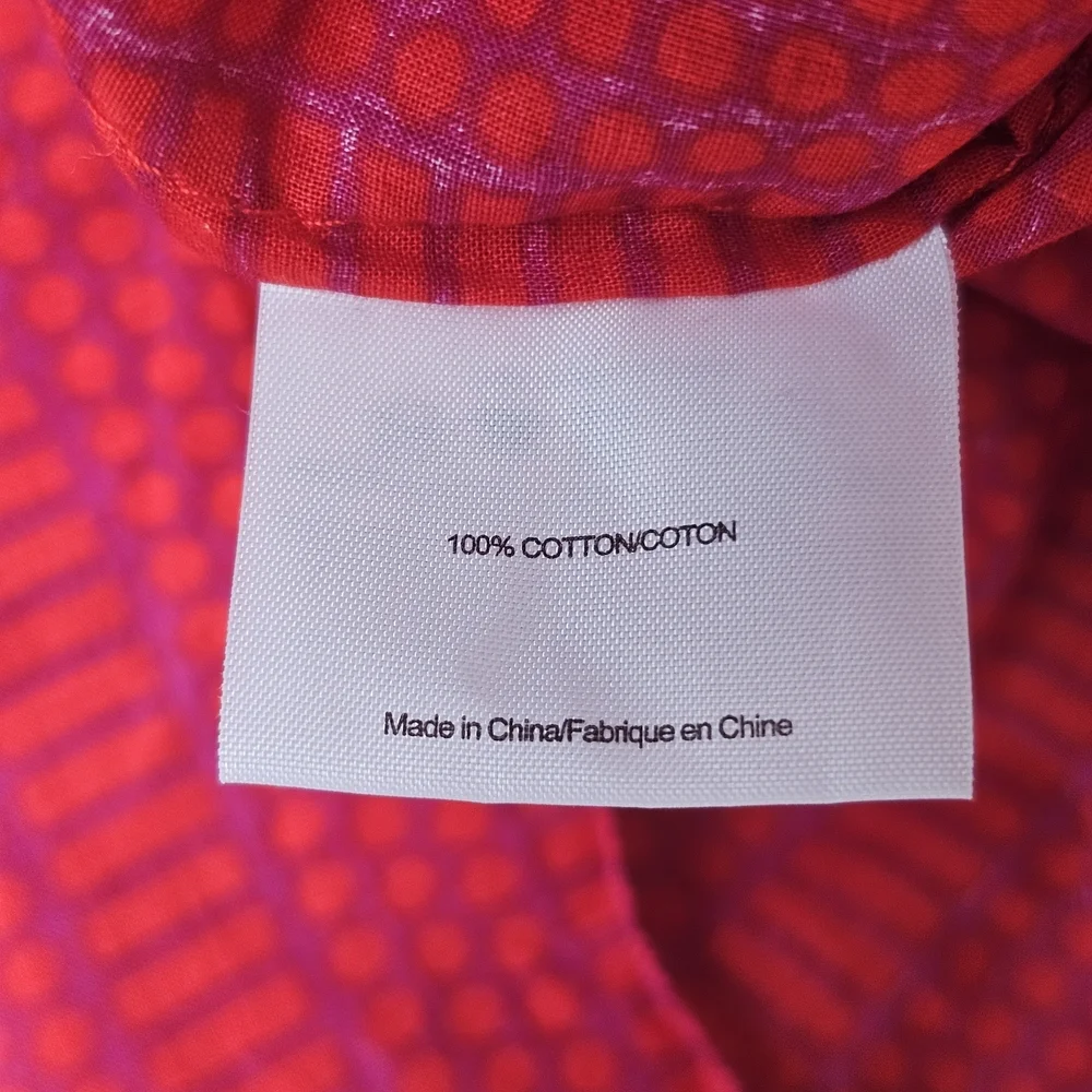 Tory Burch Semi sheer Sleeveless Red And Purple Patterned Blouse, Size Large - Picture 11 of 14